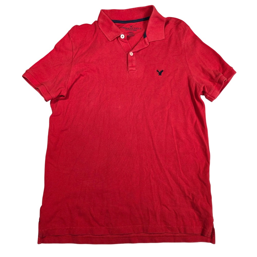 American Eagle Outfitters Mens Red Short Sleeve Pique Polo Shirt Medium Classic